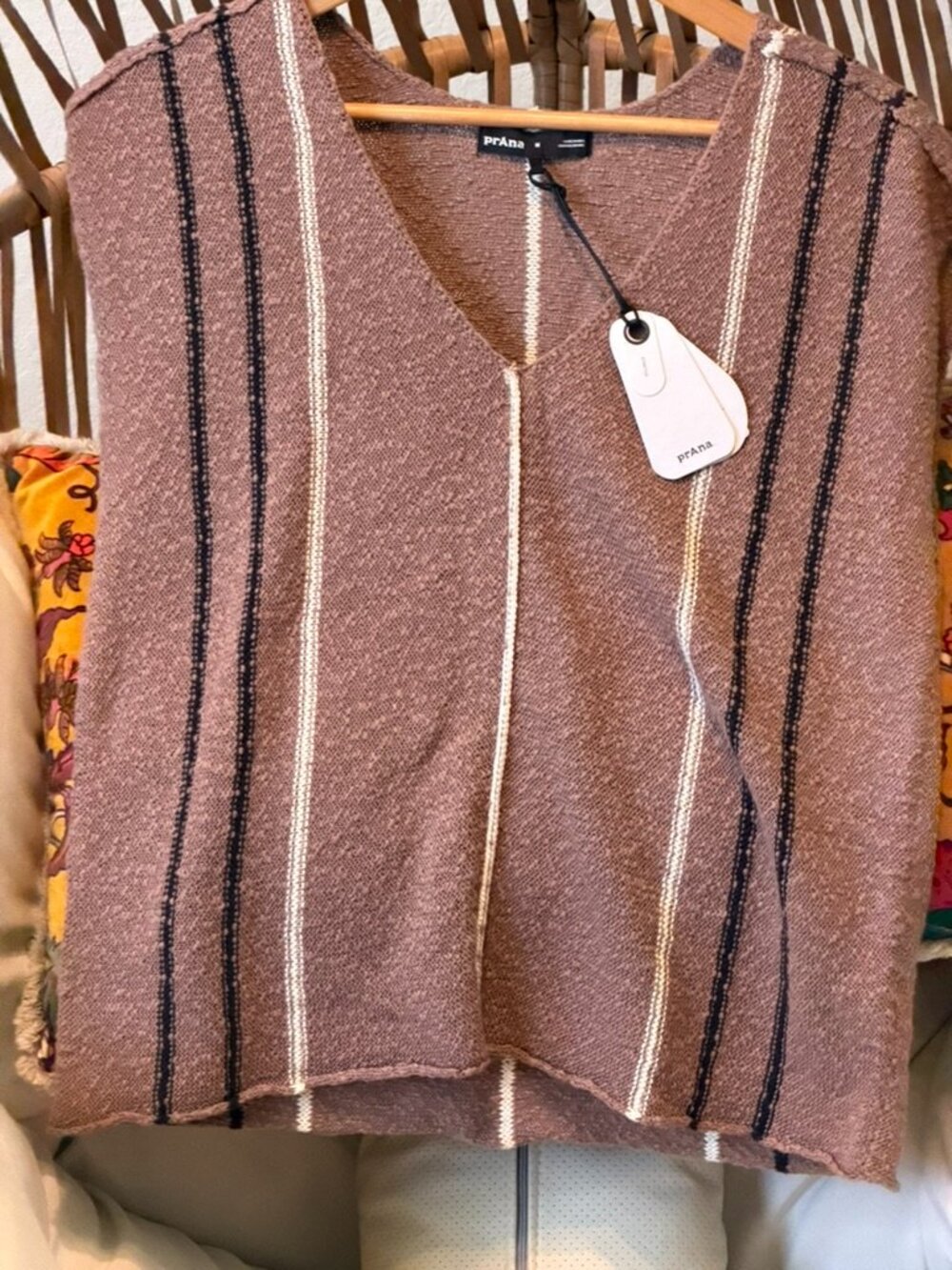 prAna Wave Maker Sweater Top Shroom Medium NWT Organic Cotton Boho $79 - Picture 4 of 9